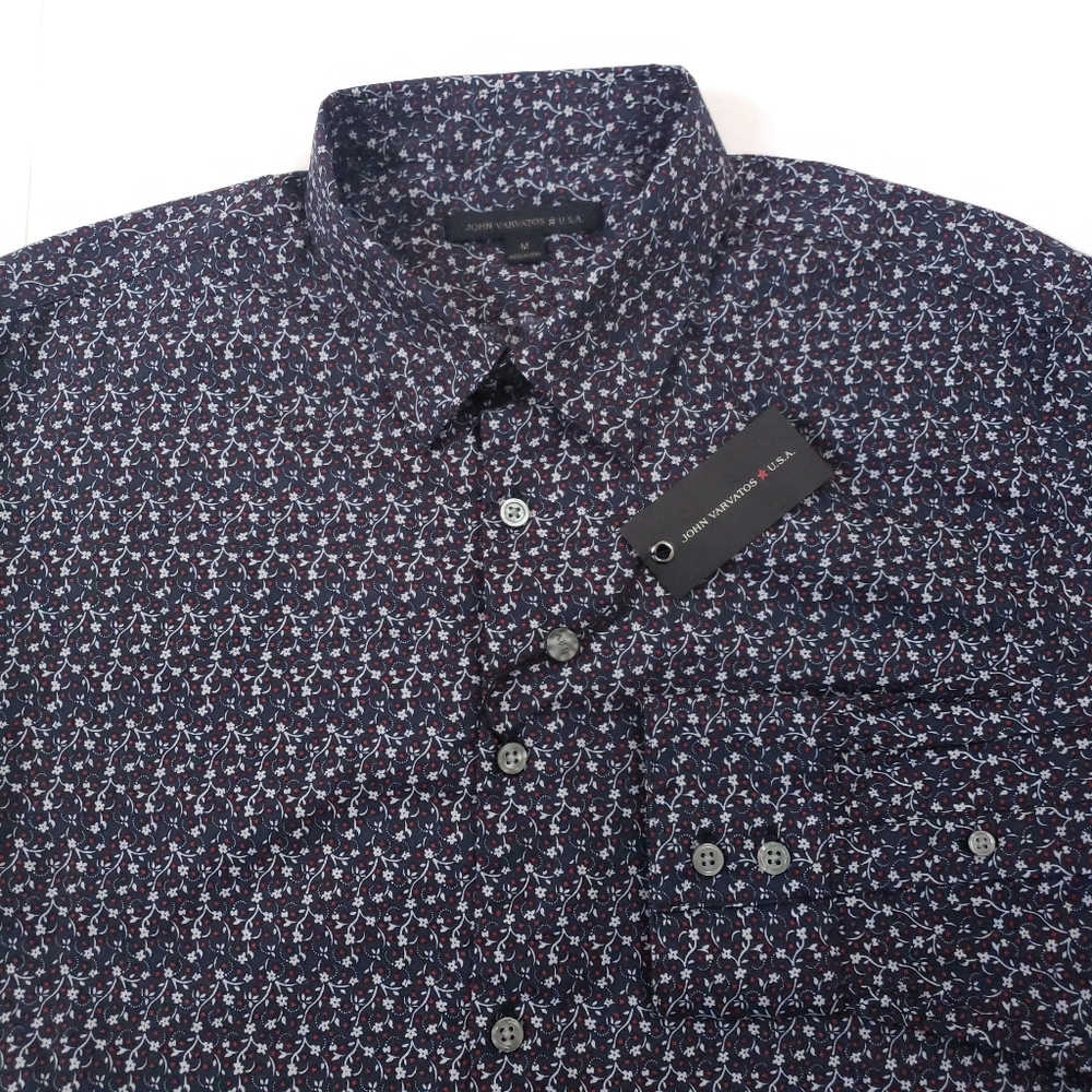 John Varvatos Dark Navy Floral Button Shirt M